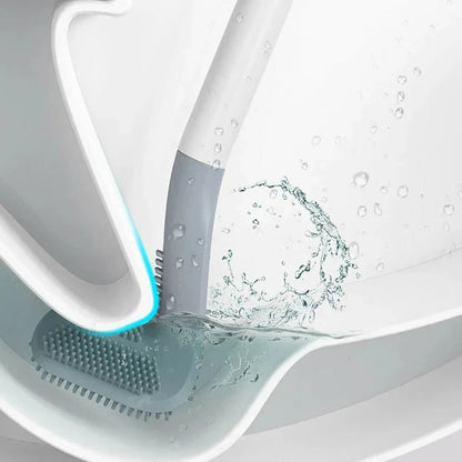 Self-Cleaning Toilet Brush With Stand Base and Hygienic Rinse