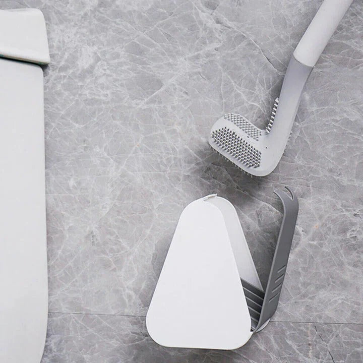 Self-Cleaning Toilet Brush With Stand Base and Hygienic Rinse