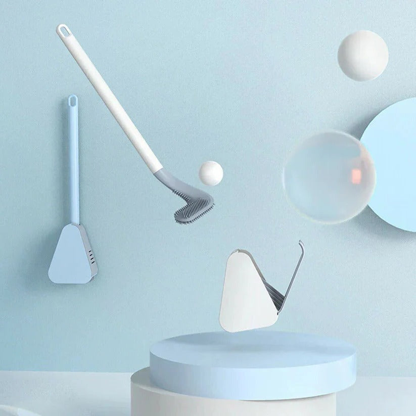 Self-Cleaning Toilet Brush With Stand Base and Hygienic Rinse