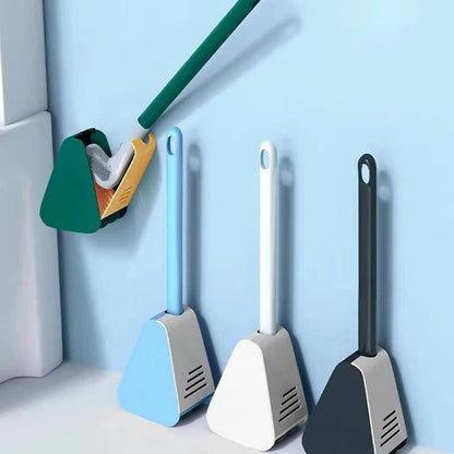 Self-Cleaning Toilet Brush With Stand Base and Hygienic Rinse