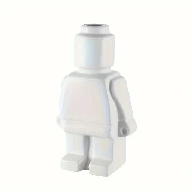Contemporary Figurine Ceramic Vase with Bicolor Design