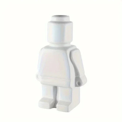 Contemporary Figurine Ceramic Vase with Bicolor Design