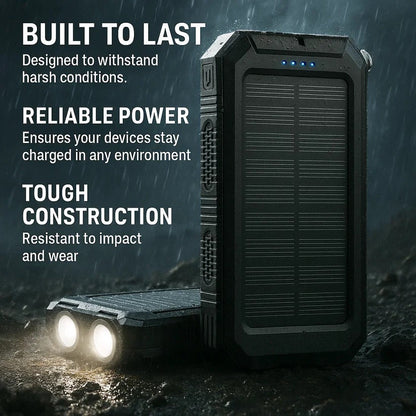 500000mAh Solar Power Bank Waterproof With Dual USB and LED Lights