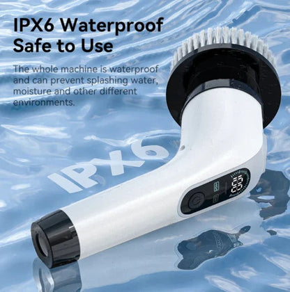 Cordless Rechargeable Electric Scrubber With Adjustable Handle And 7 Brush Heads