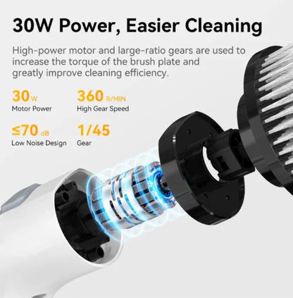 Cordless Rechargeable Electric Scrubber With Adjustable Handle And 7 Brush Heads