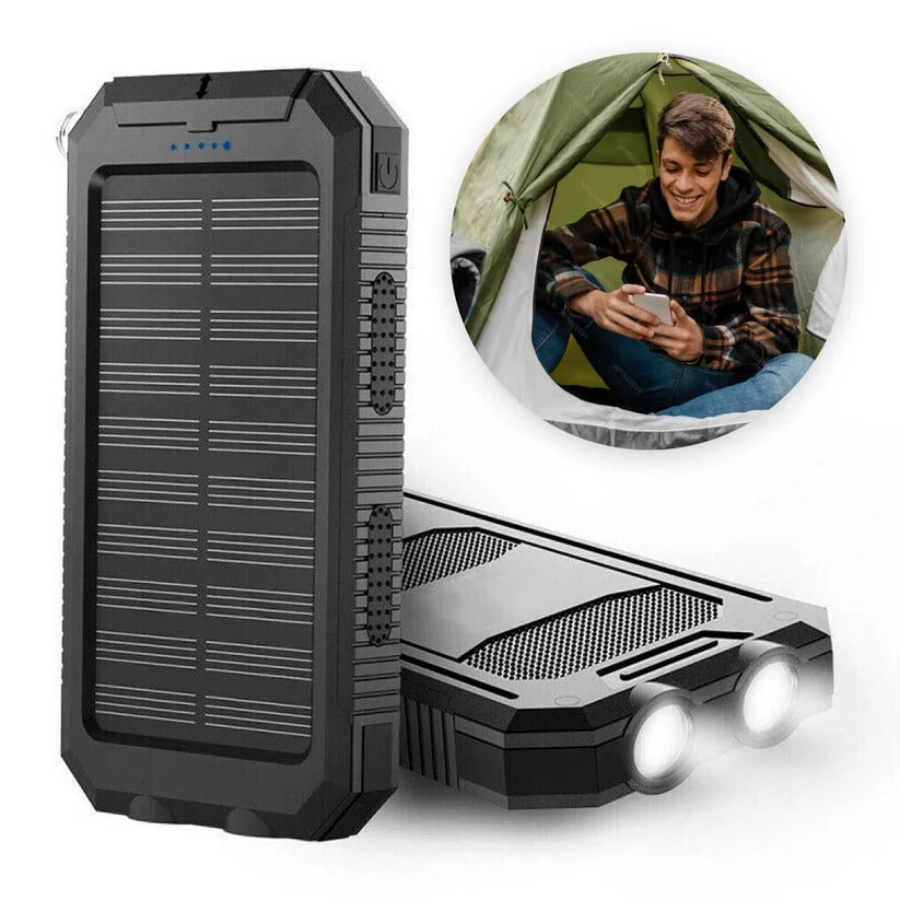 500000mAh Solar Power Bank Waterproof With Dual USB and LED Lights