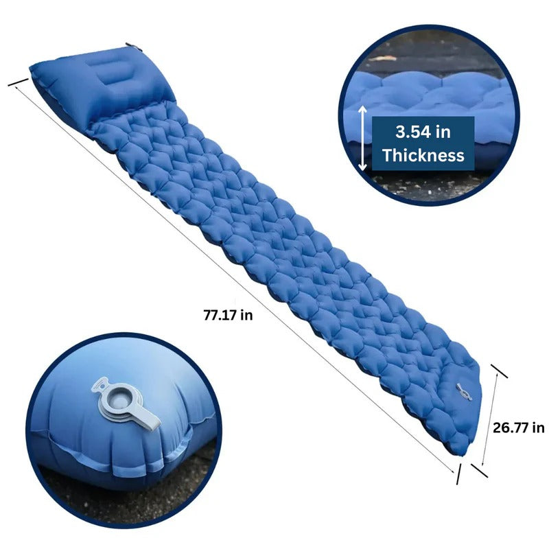 Inflatable Sleeping Pad with Hexagonal Cushioning and Pillow