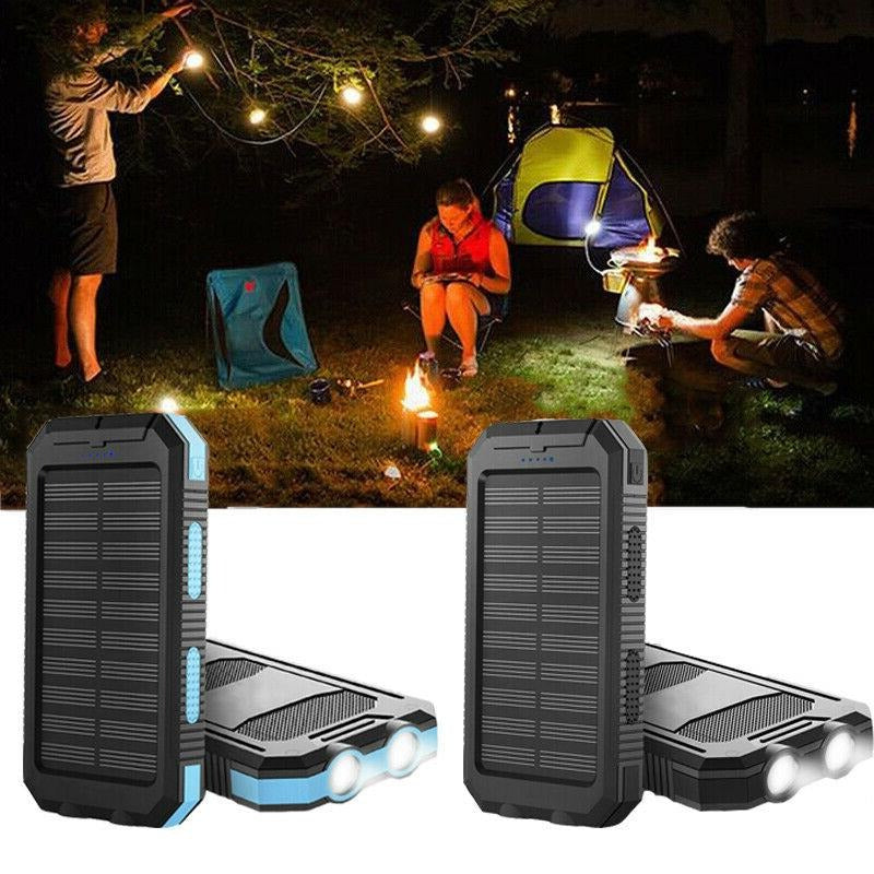 500000mAh Solar Power Bank Waterproof With Dual USB and LED Lights