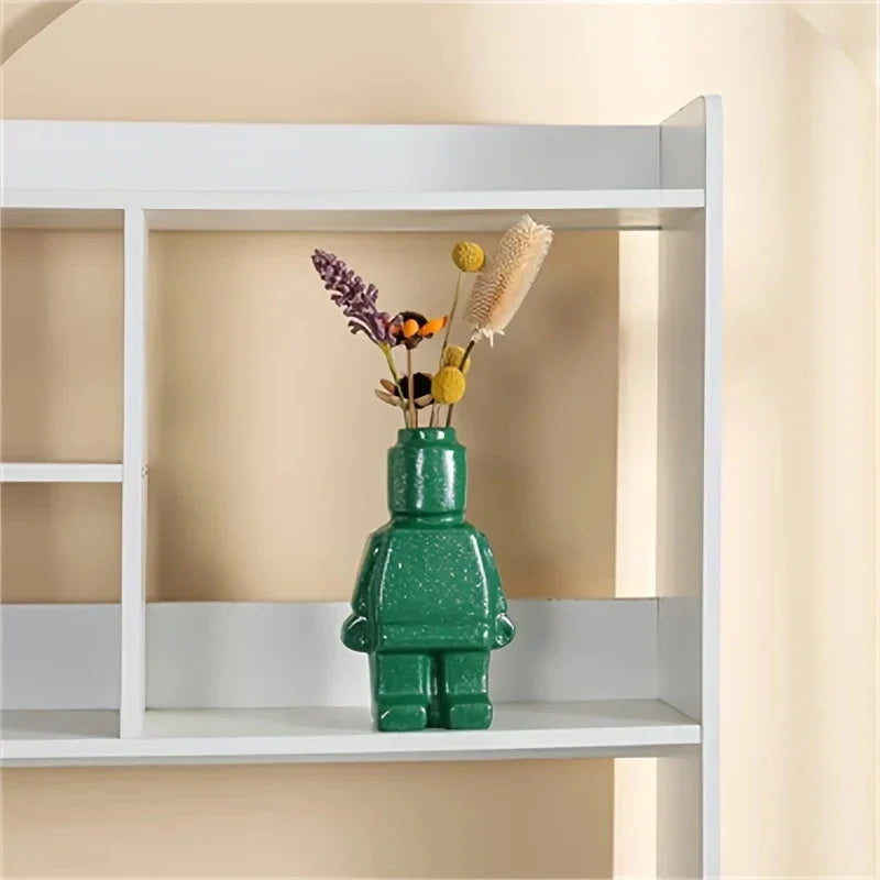 Contemporary Figurine Ceramic Vase with Bicolor Design