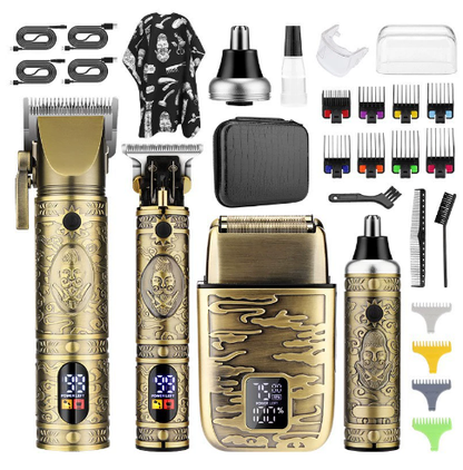 Professional Cordless Hair Clipper Set with Adjustable Lengths and LED Display