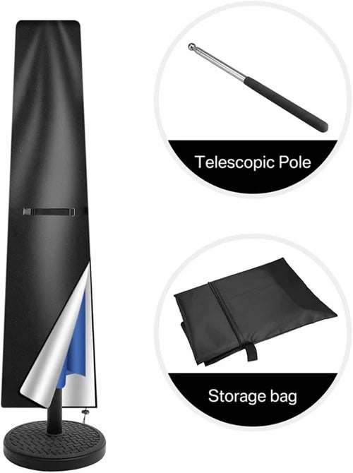 Waterproof Outdoor Parasol Cover with Telescopic Rod and UV Protection