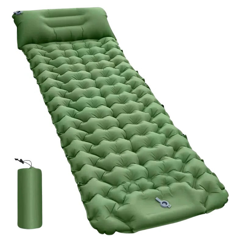 Inflatable Sleeping Pad with Hexagonal Cushioning and Pillow