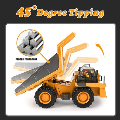 4WD Remote Control Construction Vehicle Toy with Excavator Bulldozer Dump Truck