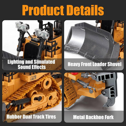 4WD Remote Control Construction Vehicle Toy with Excavator Bulldozer Dump Truck