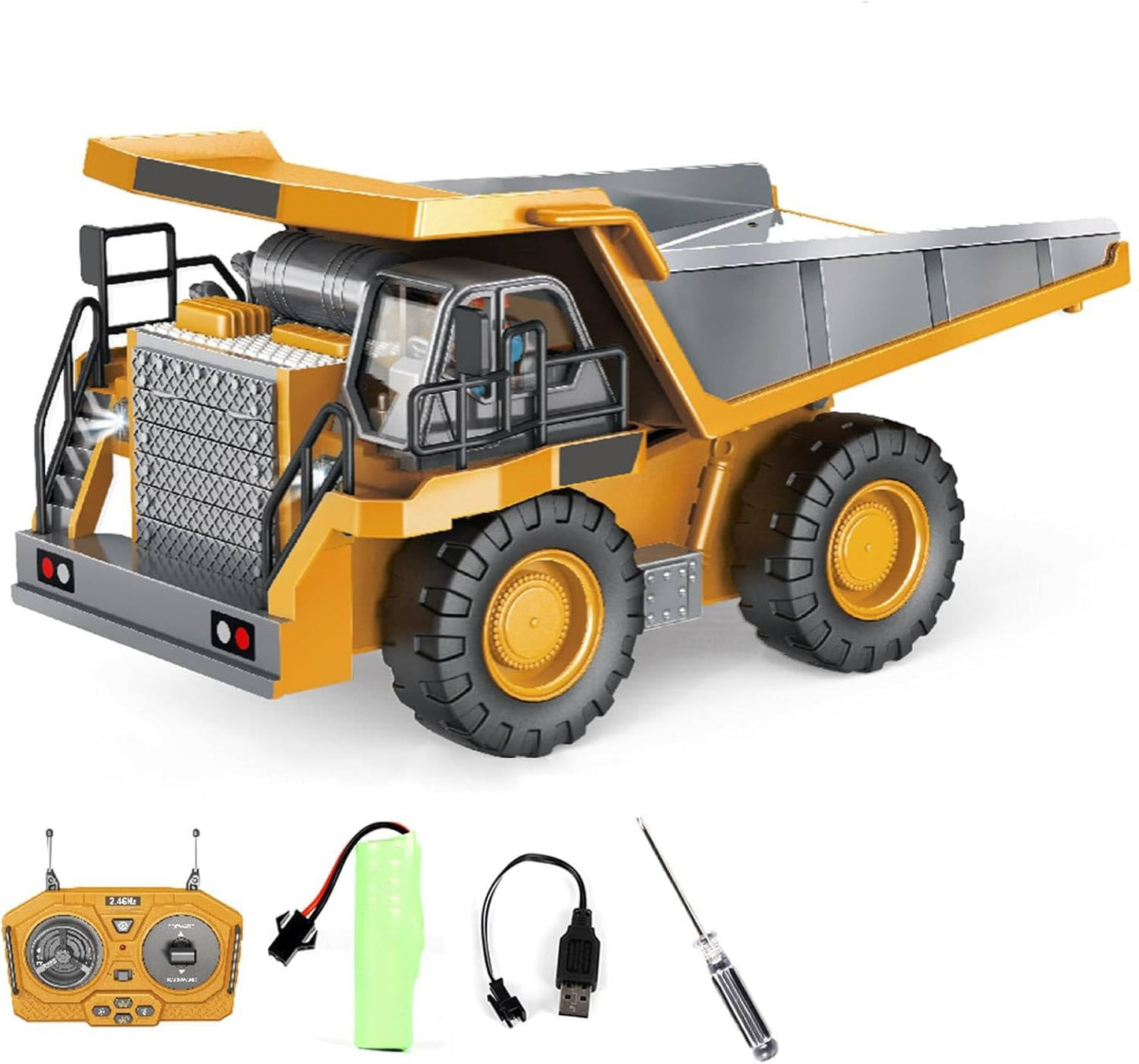 4WD Remote Control Construction Vehicle Toy with Excavator Bulldozer Dump Truck