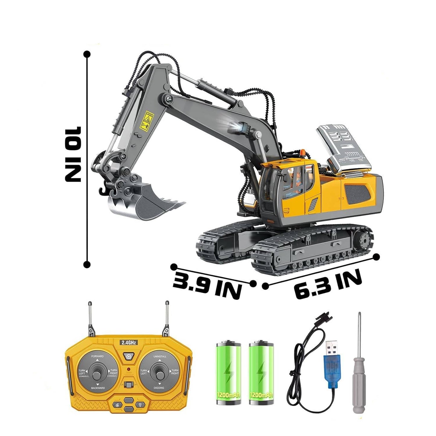 4WD Remote Control Construction Vehicle Toy with Excavator Bulldozer Dump Truck