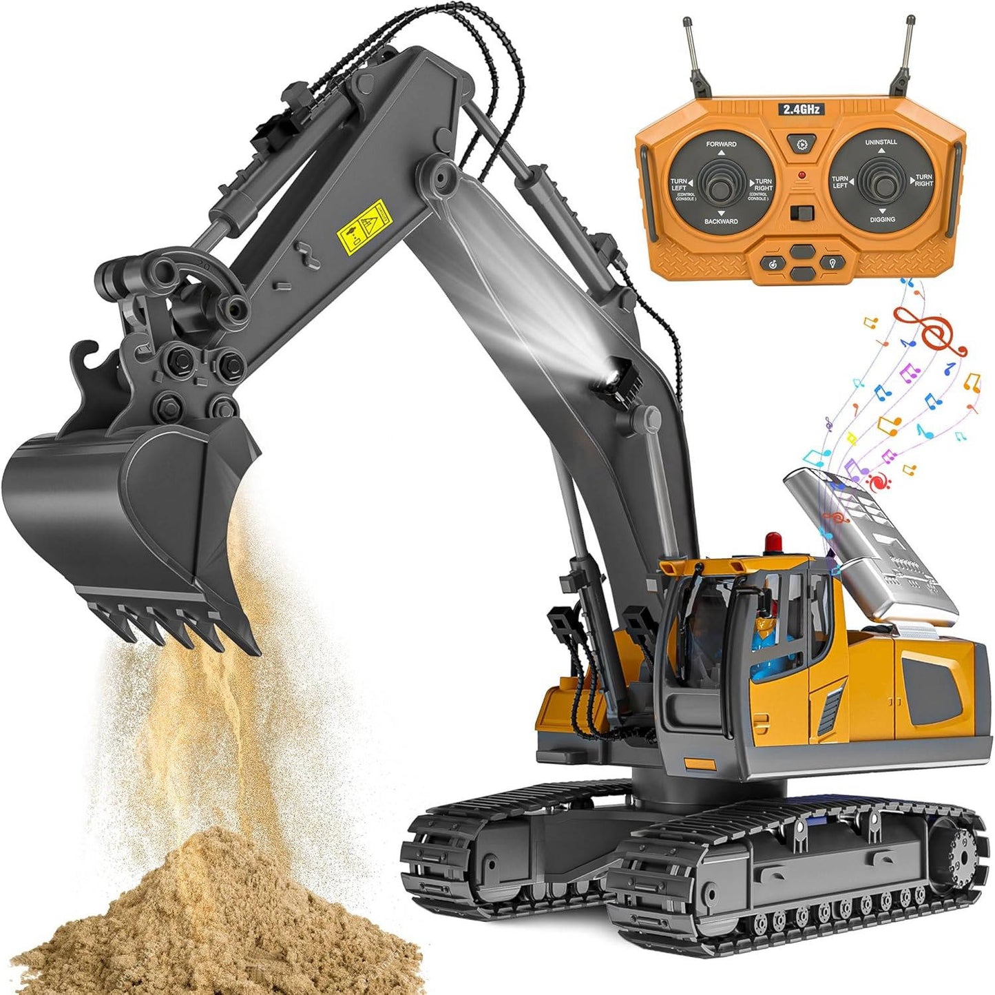4WD Remote Control Construction Vehicle Toy with Excavator Bulldozer Dump Truck