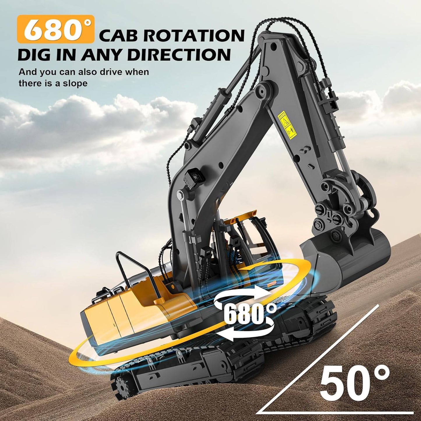 4WD Remote Control Construction Vehicle Toy with Excavator Bulldozer Dump Truck