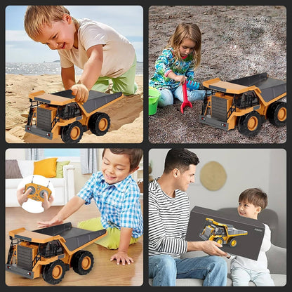 4WD Remote Control Construction Vehicle Toy with Excavator Bulldozer Dump Truck
