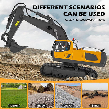4WD Remote Control Construction Vehicle Toy with Excavator Bulldozer Dump Truck
