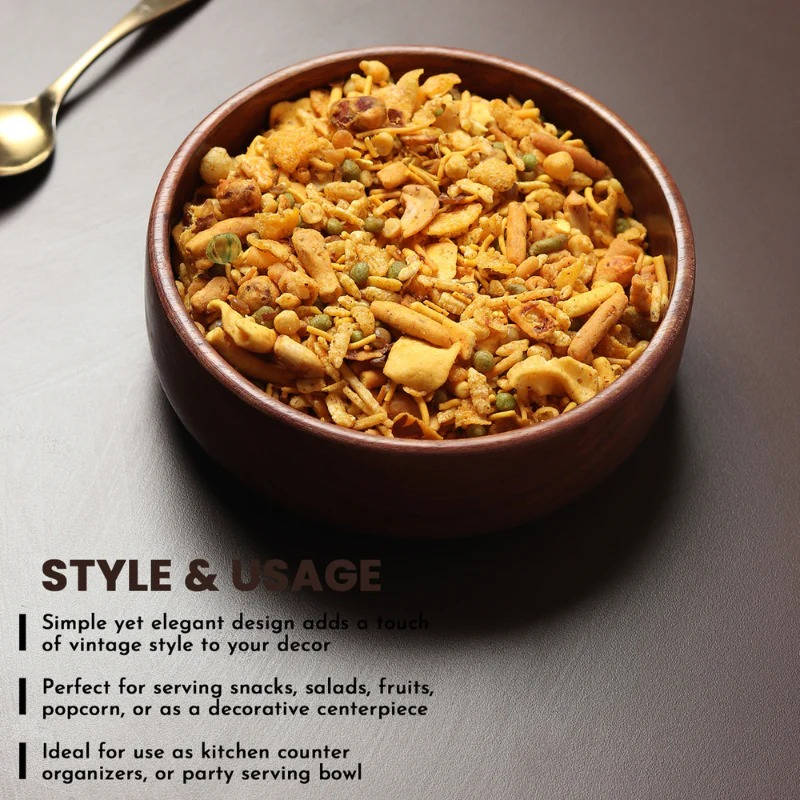 Walnut Wood Serving Bowl For Food Smooth Polished Multipurpose Bowl