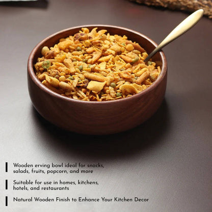 Walnut Wood Serving Bowl For Food Smooth Polished Multipurpose Bowl