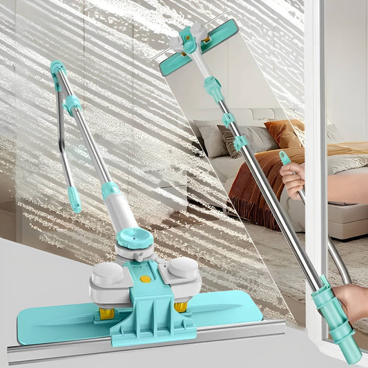 Telescopic Long Handle Window Cleaner Brush with Rotating Microfiber Head