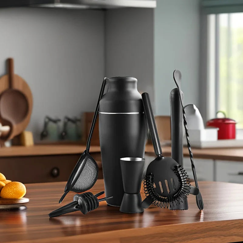Professional Stainless Steel Cocktail Shaker Set With Strainer And Muddler