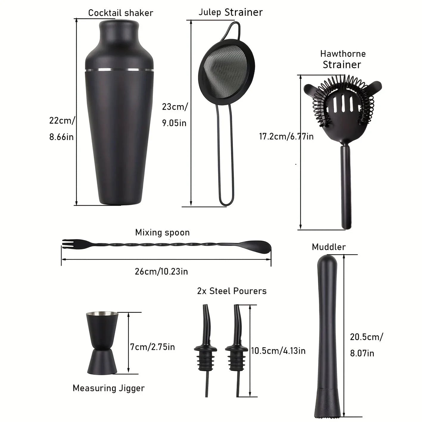 Professional Stainless Steel Cocktail Shaker Set With Strainer And Muddler