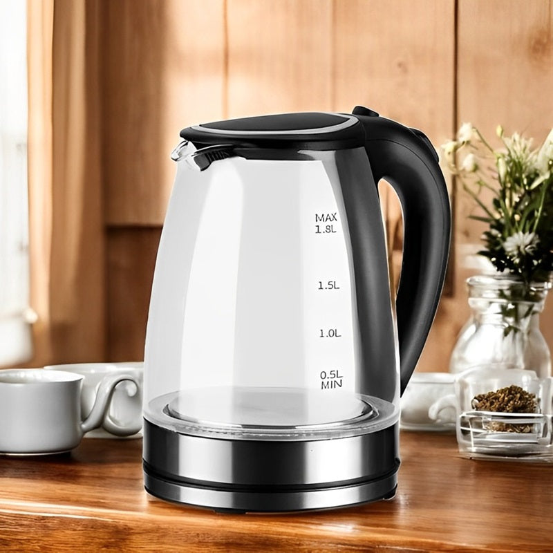 Electric Glass Kettle 1.8L BPA-Free Rapid Boil with LED Light