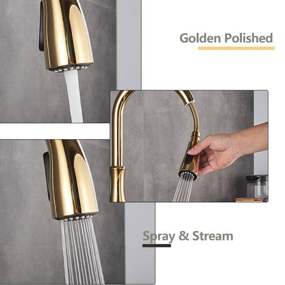 Modern Brass Pull-Out Kitchen Faucet