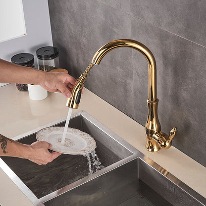 Modern Brass Pull-Out Kitchen Faucet