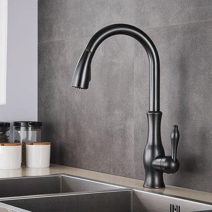 Modern Brass Pull-Out Kitchen Faucet