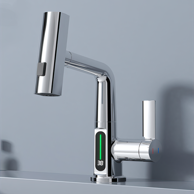 Digital Display Chrome Kitchen Faucet