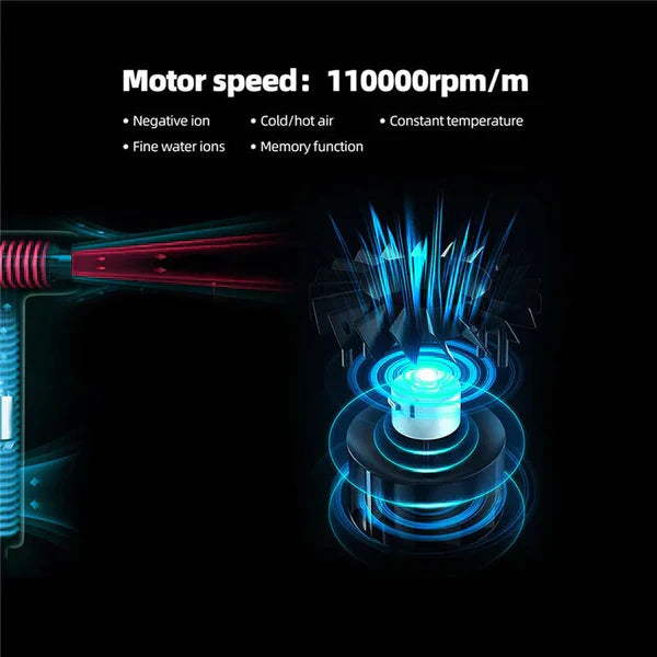 Metallic Red Hair Dryer with High-Speed Motor