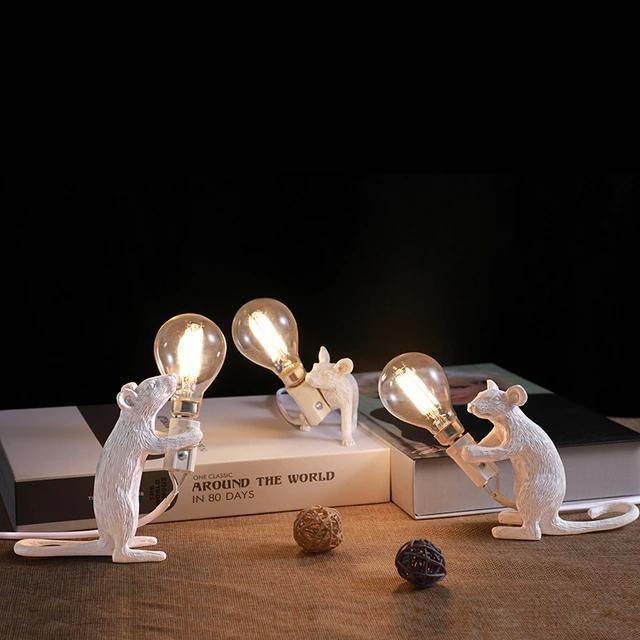 Whimsical Bronze Mouse Table Lamp