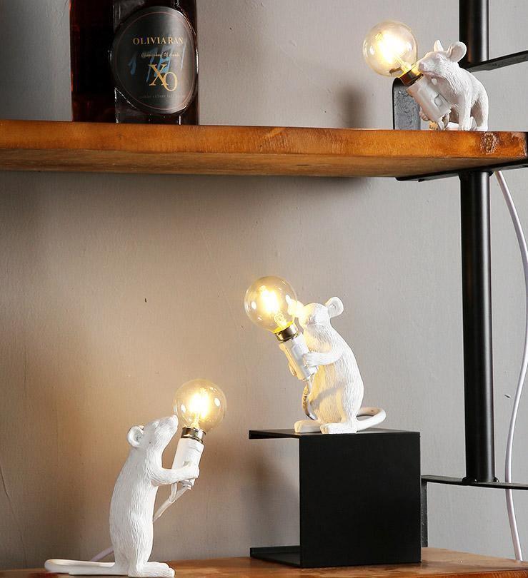 Whimsical Bronze Mouse Table Lamp