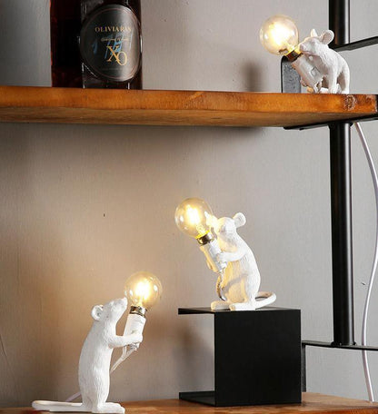 Whimsical Bronze Mouse Table Lamp