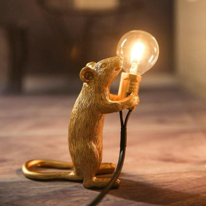 Whimsical Bronze Mouse Table Lamp