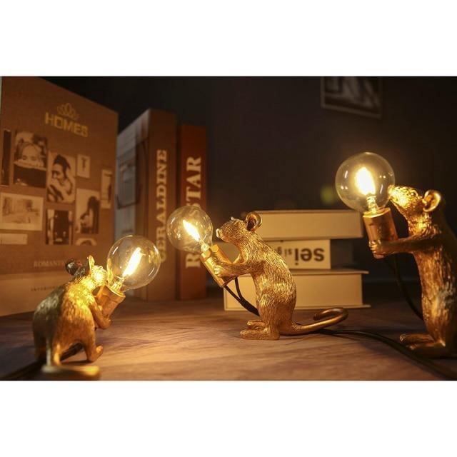 Whimsical Bronze Mouse Table Lamp