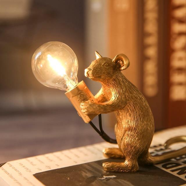 Whimsical Bronze Mouse Table Lamp