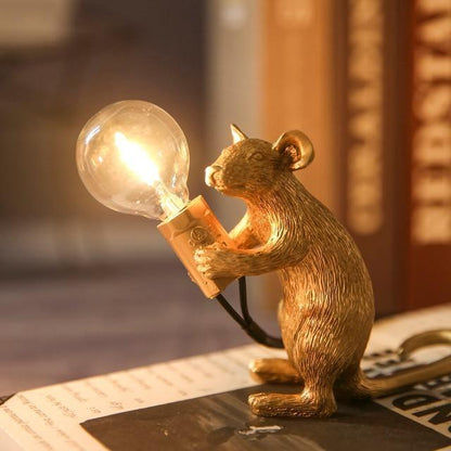 Whimsical Bronze Mouse Table Lamp