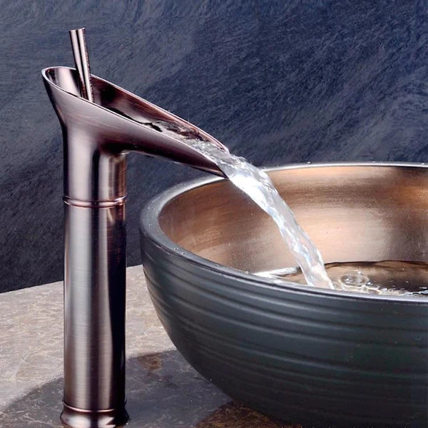 Modern Brushed Brass Waterfall Bathroom Faucet