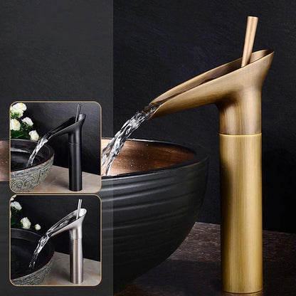 Modern Brushed Brass Waterfall Bathroom Faucet