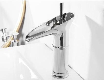 Modern Brushed Brass Waterfall Bathroom Faucet