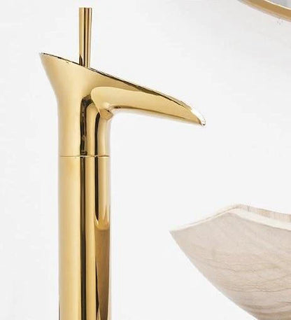 Modern Brushed Brass Waterfall Bathroom Faucet