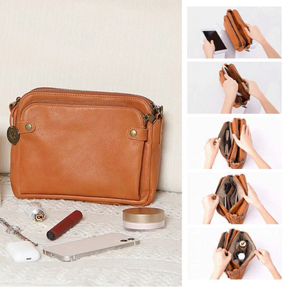 Crossbody Shoulder Bag with RFID Wallet and Three Layers