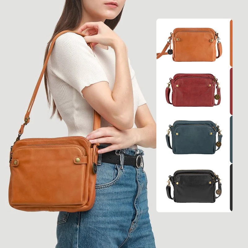 Crossbody Shoulder Bag with RFID Wallet and Three Layers