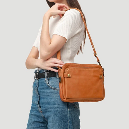 Crossbody Shoulder Bag with RFID Wallet and Three Layers
