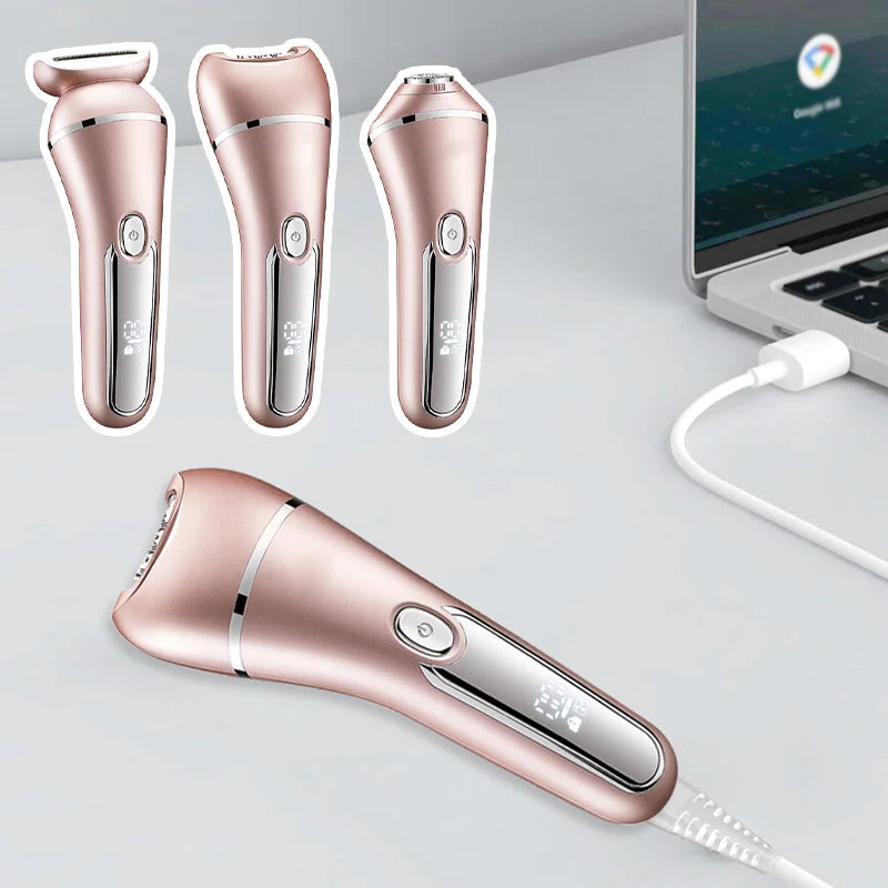 3-in-1 Waterproof Electric Shaver for Women with Trimmer and Epilator